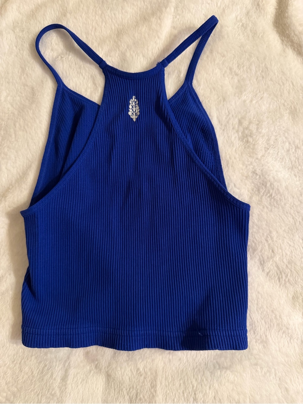 Free People Ribbed Racerback Crop Tank - Blue - Picture 2 of 2